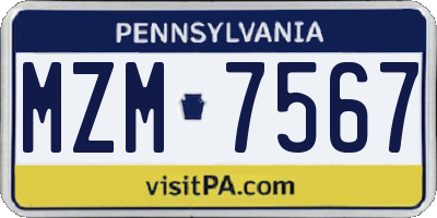 PA license plate MZM7567