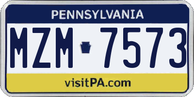 PA license plate MZM7573