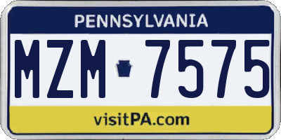 PA license plate MZM7575