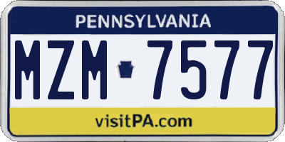 PA license plate MZM7577