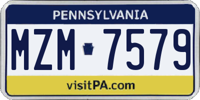 PA license plate MZM7579