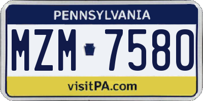 PA license plate MZM7580