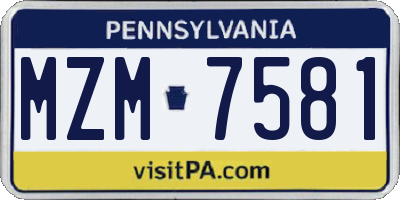 PA license plate MZM7581