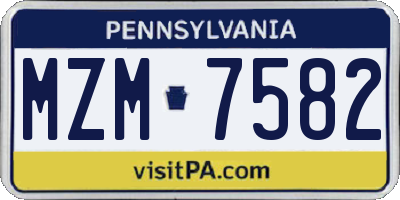 PA license plate MZM7582