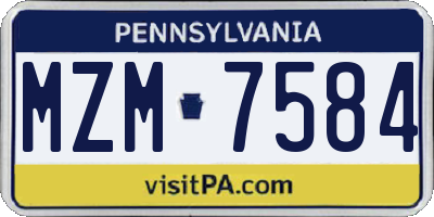 PA license plate MZM7584