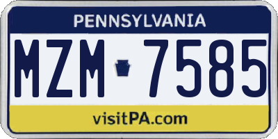 PA license plate MZM7585