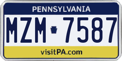 PA license plate MZM7587