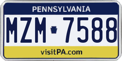 PA license plate MZM7588