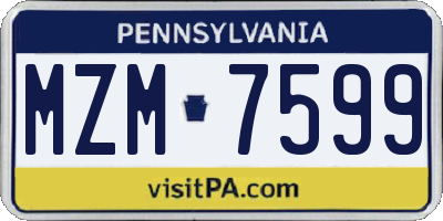 PA license plate MZM7599