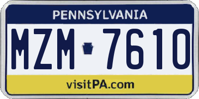 PA license plate MZM7610