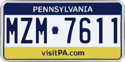 PA license plate MZM7611