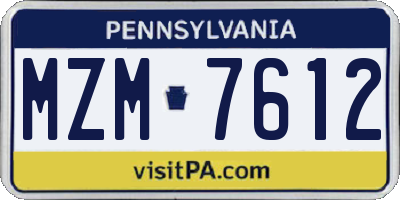 PA license plate MZM7612