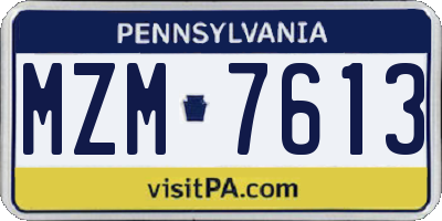 PA license plate MZM7613