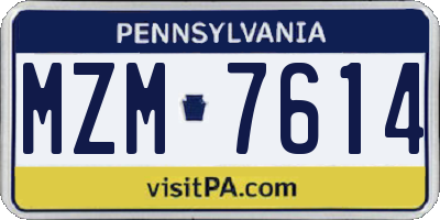 PA license plate MZM7614