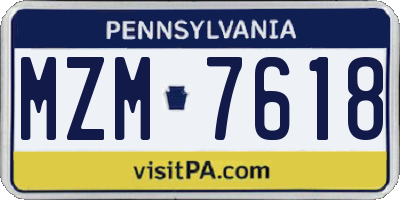 PA license plate MZM7618