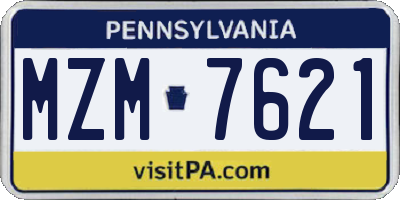 PA license plate MZM7621