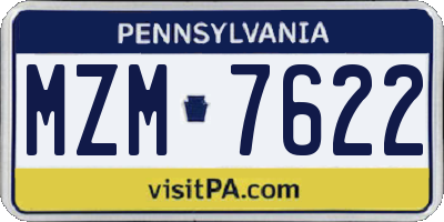 PA license plate MZM7622