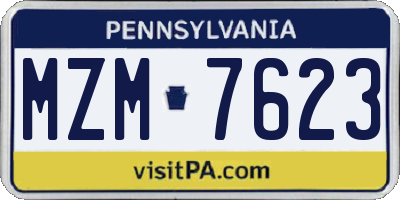 PA license plate MZM7623