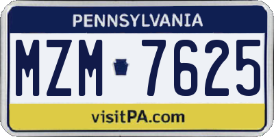 PA license plate MZM7625