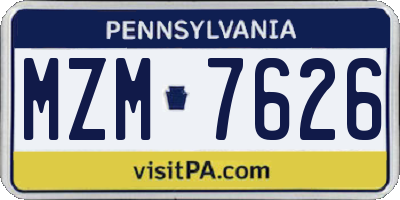 PA license plate MZM7626