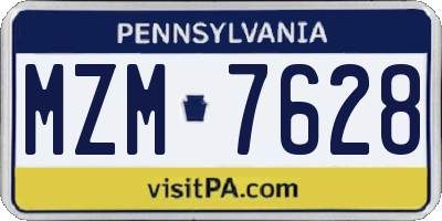 PA license plate MZM7628