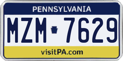 PA license plate MZM7629