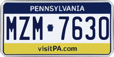 PA license plate MZM7630