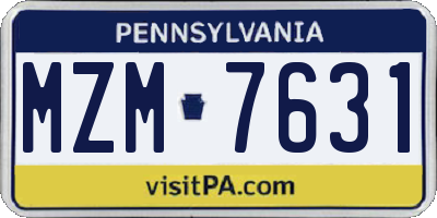 PA license plate MZM7631
