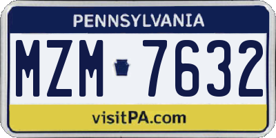PA license plate MZM7632