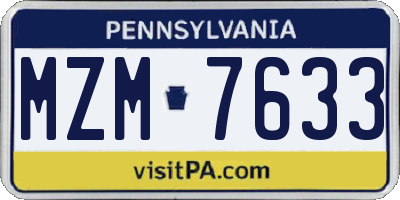 PA license plate MZM7633
