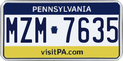 PA license plate MZM7635