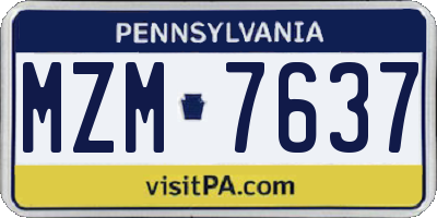 PA license plate MZM7637