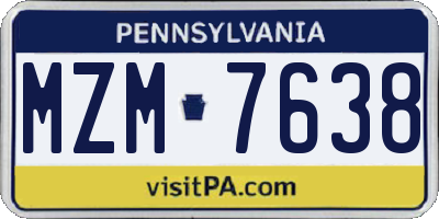 PA license plate MZM7638