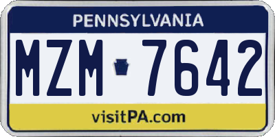 PA license plate MZM7642