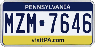 PA license plate MZM7646