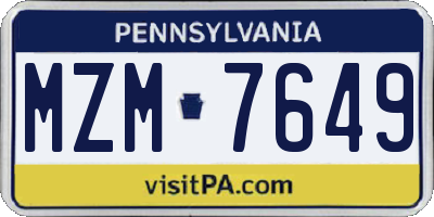 PA license plate MZM7649