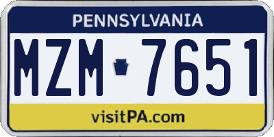 PA license plate MZM7651