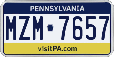 PA license plate MZM7657