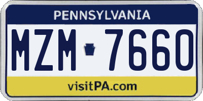 PA license plate MZM7660