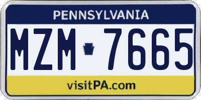 PA license plate MZM7665