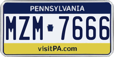 PA license plate MZM7666