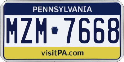 PA license plate MZM7668