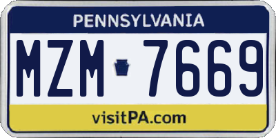 PA license plate MZM7669