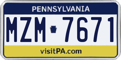 PA license plate MZM7671