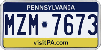 PA license plate MZM7673
