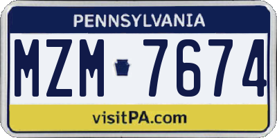 PA license plate MZM7674