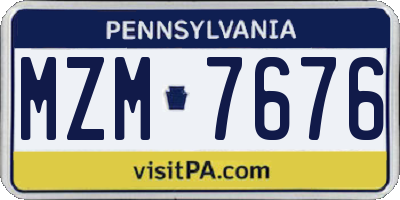 PA license plate MZM7676
