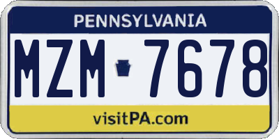 PA license plate MZM7678