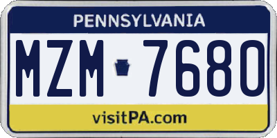 PA license plate MZM7680