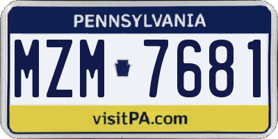 PA license plate MZM7681